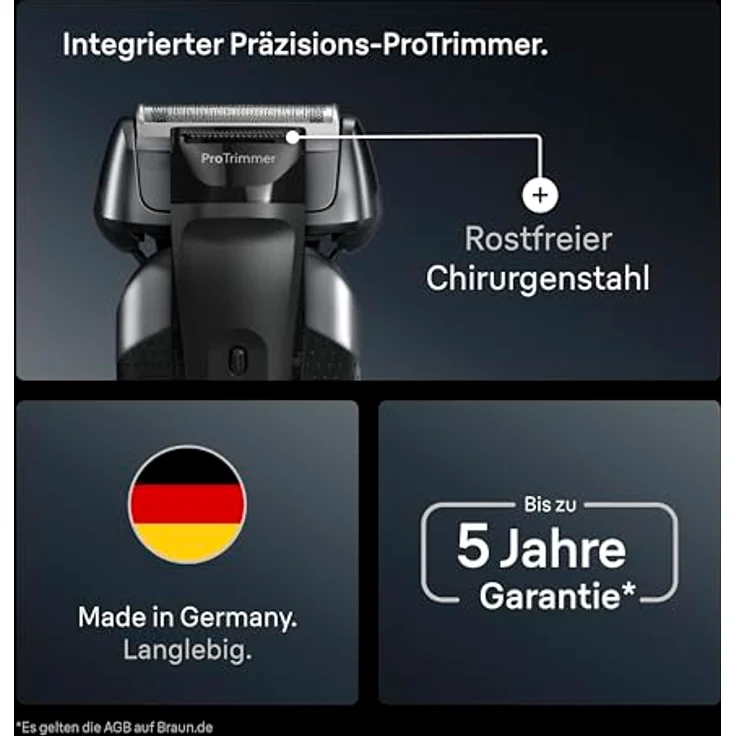 Braun Series 8, Elektrorasierer mit 4 Scherelementen, wasserfest, silber, inkl. Reiseetui und Ladeständer – Bild 5