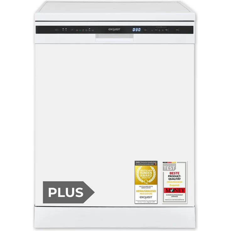 Exquisit PLUS GSP56312-030E, Geschirrspüler 60 cm, 12 Maßgedecke, Unterbaufähig, Startzeitvorwahl, 11 Liter, weiss