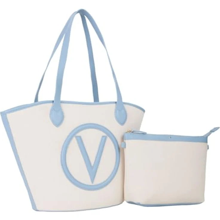 Valentino Covent Shopper Tasche, 28.5 cm, 100% Canvas, blau – Bild 1