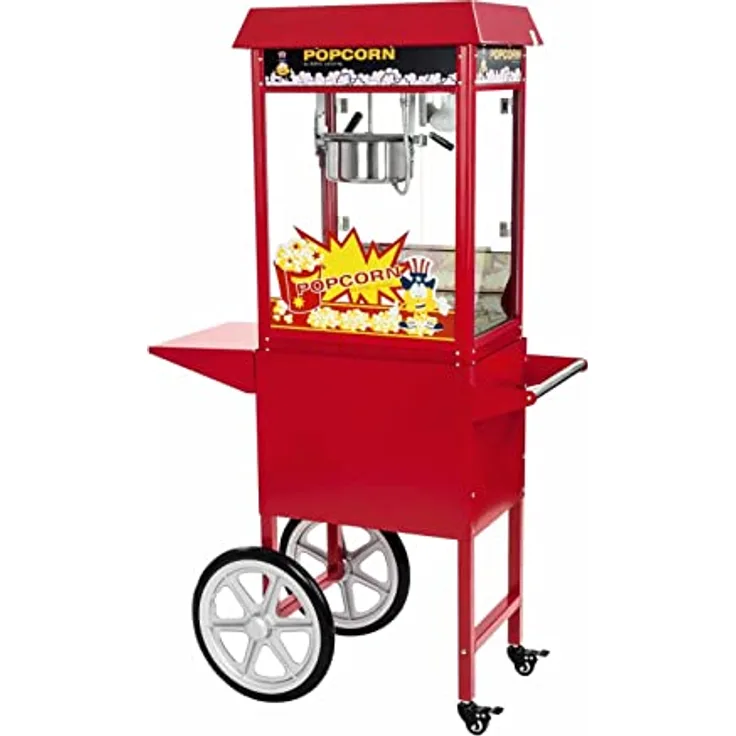 Royal Catering RCPW-16E Popcornmaschine Popcorn Maker Pop-Corn Automat mit Wagen Rot Inkl. Zubehör - Preisvergleich