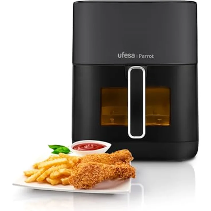 UFESA Parrot, Air Fryer mit Dampf, Doppelter Widerstand, 6 L, 1800 W, 10 Vorprogrammierte Programme, Fenster und Innenlicht, inklusive Rezeptbuch – Bild 1