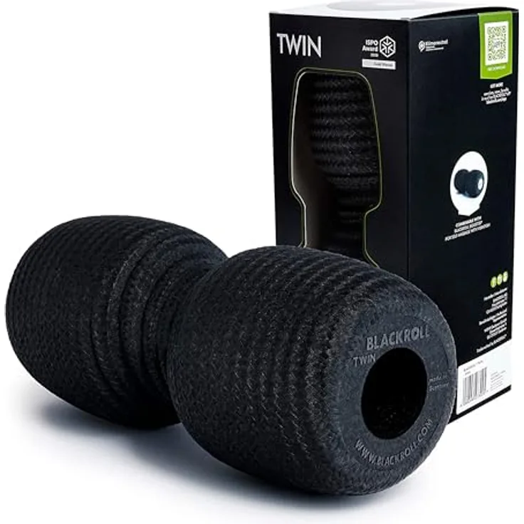 Blackroll Faszienrolle Twin, Massagegerät für Rückenmassage, Carbon-Optik, Schwarz