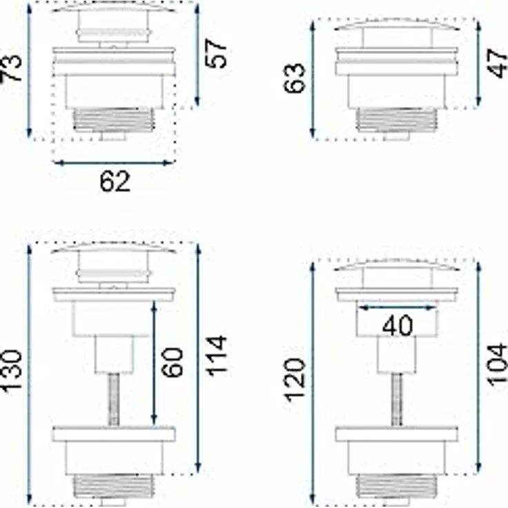 Rea Waschbeckenstöpsel universal Click-clack Gold MAT Pop-Up Ablaufgarnitur für Waschbecken & Waschtisch (Gebürstetes Gold) – Bild 3