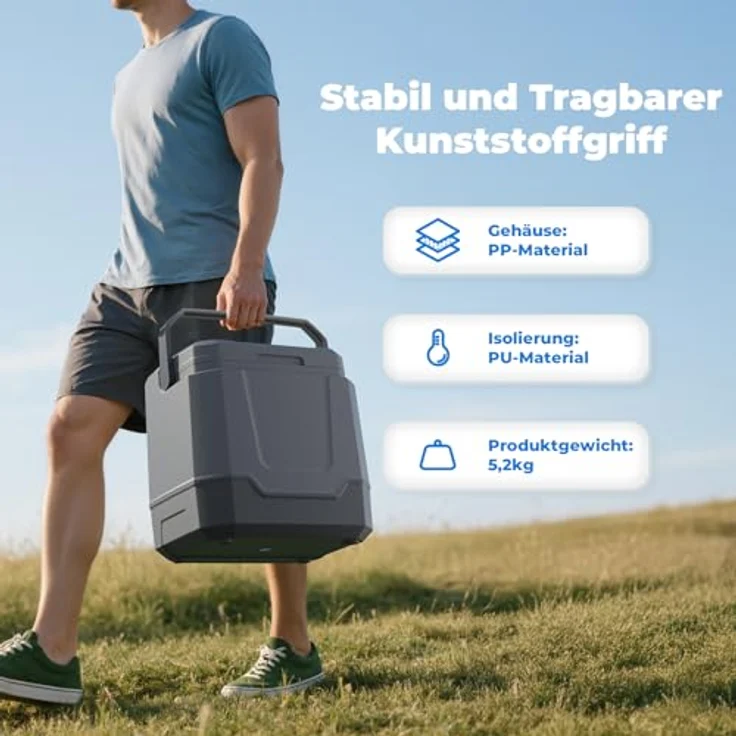 Vpcok Direct Kühlbox Auto 33 L, Elektrische Kühlbox 12V 220-240V, Kühlen und Heizen, Tragbarer Camping Kühlschrank für Autos und Boote, Frischtemperatur 15°C – Bild 2