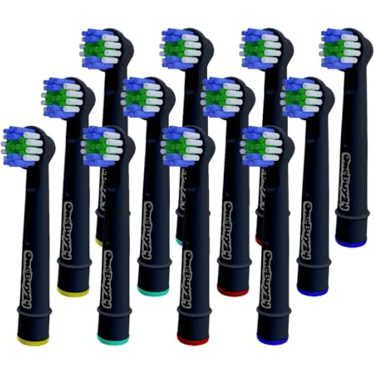 OneBuy24 - Aufsteckbürsten kompatibel mit Oral-B elektrischen Zahnbürsten - 12 Stück SCHWARZ. Kompatibel mit Precision Clean, Vitality, Professional Care, TriZone, Triumph, Advance Power, Smart Series – Bild 1