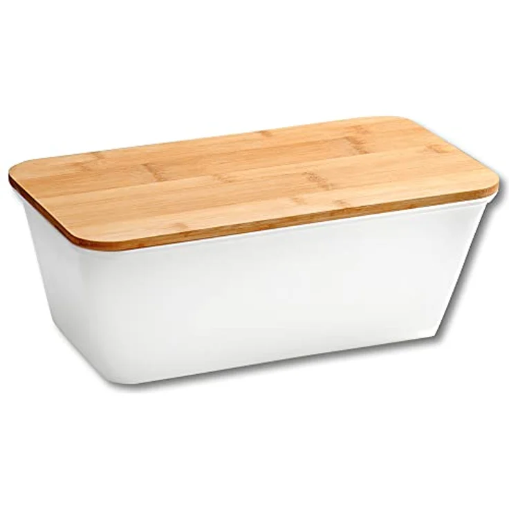 Kesper Brotbox, 58490, Kunststoff (PP), Deckel:FSC-Bambus, 35 x 20 x 13,5 cm Weiß – Bild 1
