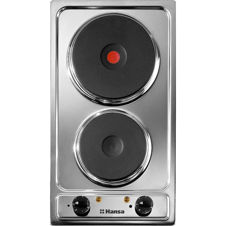 Hansa BHEI301060, Gusseisen Kochfeld aus Edelstahl, 37 cm, Silber, 3000 Watt mit benutzerfreundlichen Drehreglern