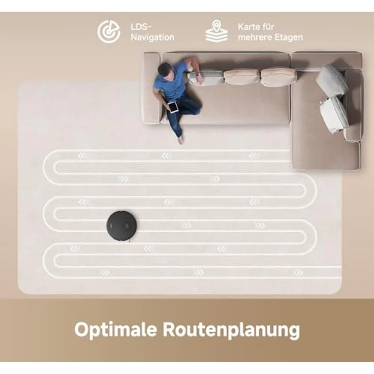 Dreame D20, Roboterstaubsauger mit 13.000 Pa Saugkraft, Wischfunktion und intelligenter Navigation, schwarz – Bild 6