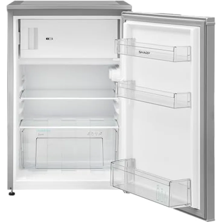 Sharp Table Top Kühlschrank SJ-UD121T2S-EU, 105 l Kühlvolumen, 17 l Gefriervolumen, 40 dB, mit Gemüseschublade und LED-Innenbeleuchtung