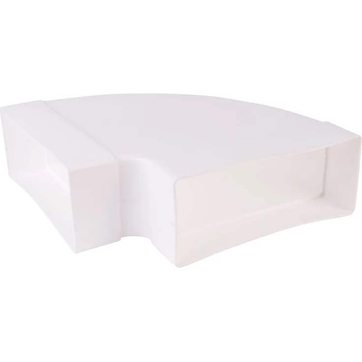 Airtec Rohr flach 220x90mm, 90° horizontal gebogen, Küchenlüftungsbogen, weiß