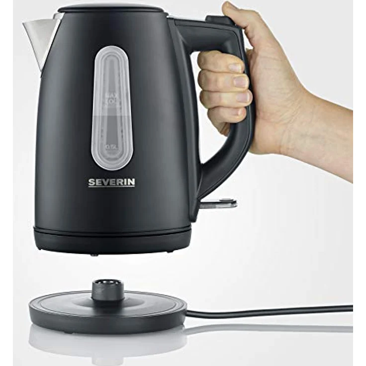 SEVERIN WK 9553 Wasserkocher, 2200, Edelstahl, 1 Liter, schwarz-matt – Bild 5