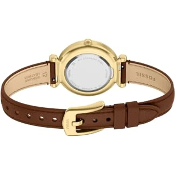 Fossil Carlie Damenuhr, Analog Quarz mit Edelstahlband, perlmuttfarbenem Ziffernblatt, gold – Bild 5