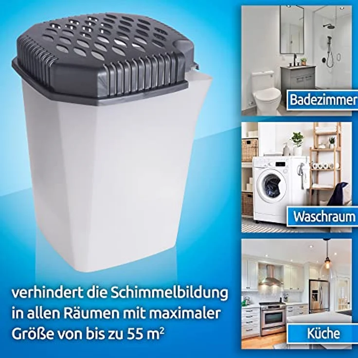 Bestlivings Luftentfeuchter mit Ausgießer ohne Strom, 2x 680gr. Granulat, Wiederverwendbar, hält 4 Monate - Raumentfeuchter für Küche Badezimmer – Bild 5