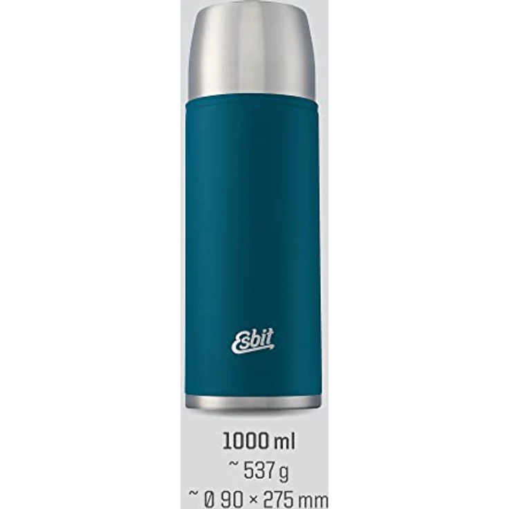 Esbit Edelstahl Isolierflasche Classic 1000 ml in Blau - für warme und kalte Getränke - Edelstahl Thermoflasche mit 2 Bechern – Bild 5