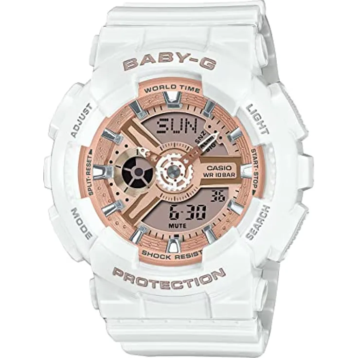 Casio Watch BA-110X-7A1ER, Weiß - Armbanduhr mit Resin-Gehäuse und Mineralglas