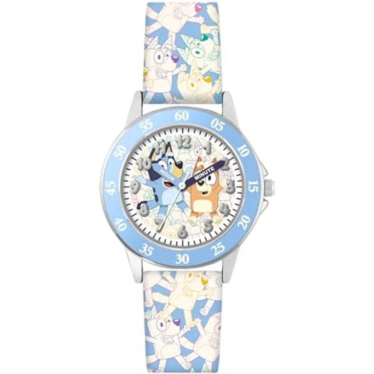 Accutime Bluey Mädchen-Armbanduhr, Time Teacher mit bedrucktem blauen Silikonarmband für Lehrer – Bild 1