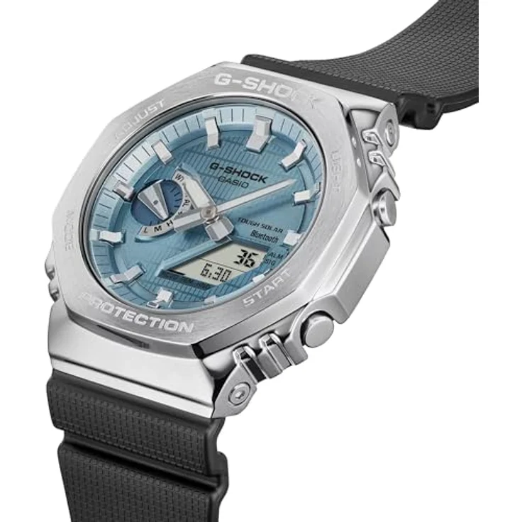 Casio Watch GBM-2100A-1A2ER, Bluetooth Solar Armbanduhr in Silber mit blauem Zifferblatt – Bild 2
