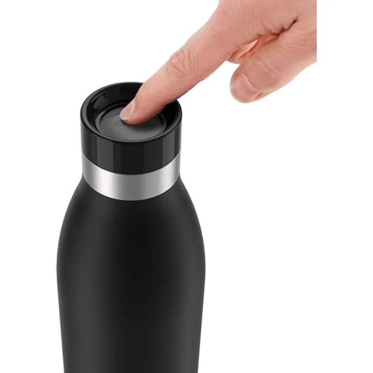 Emsa BLUDROP Trinkflasche 1,0L - basic black, Edelstahl mit 360°-Trinkrand – Bild 3
