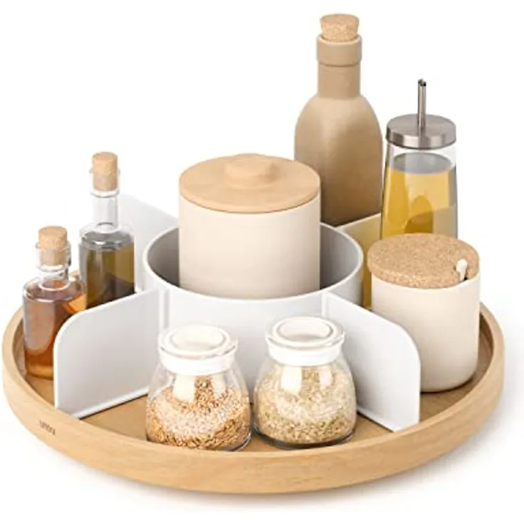 Umbra Bellwood Drehbarer Organizer, Lazy Susan Drehteller, Weiss/Natur