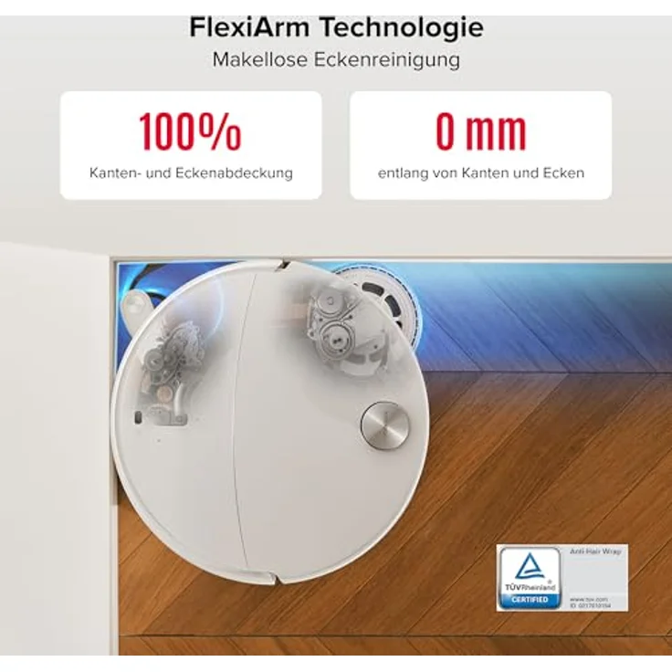 roborock Qrevo Curv 2 Pro Saugroboter, 25.000 Pa Saugkraft, Wischfunktion mit 100°C Heißwasser, Reactive Al-Hinderniserkennung, Anti-Tangle-System, Weiß – Bild 5