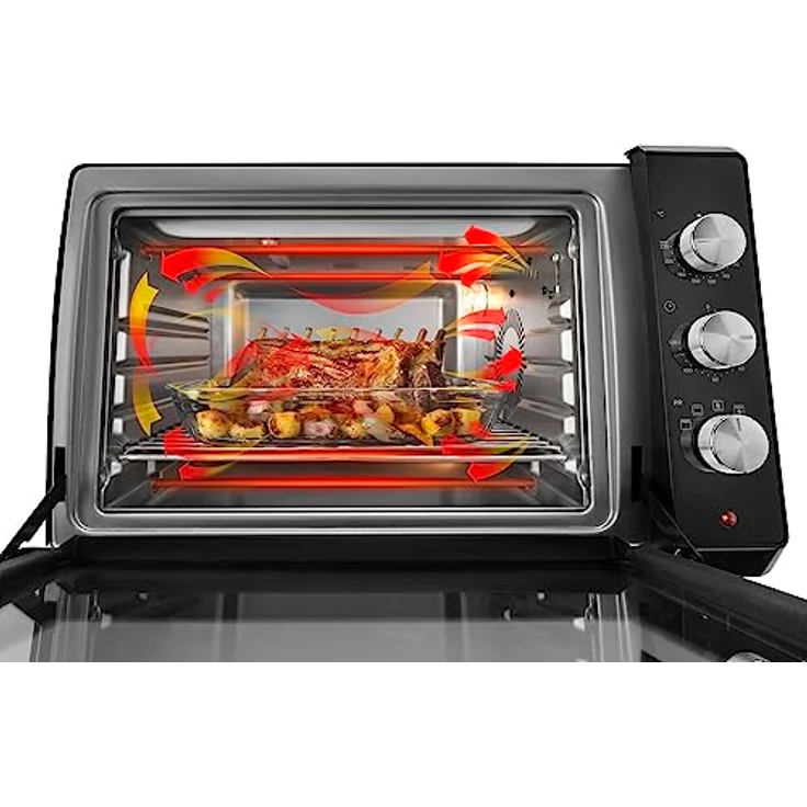 De'Longhi Chef EO34302 Elektrischer Umluftofen mit 5 Kochstufen, doppelte Glastür, Timer 120 Zoll, Kapazität 34 l, 2000 W, in Schwarz – Bild 5