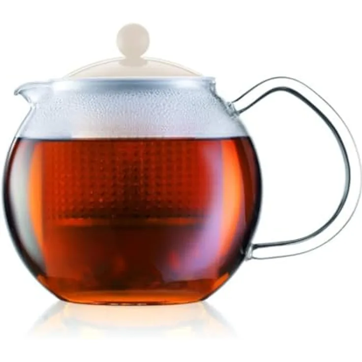 Bodum ASSAM F/PLST Teebereiter, 0.5 Liter Borosilikatglas mit Kunststoff-Filter, Transparent/Schwarz