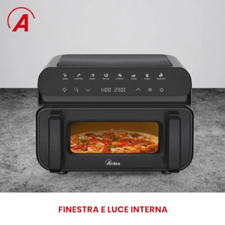 Ardes ARFRYA09GP FRYAGISANA GRILL 10L XXL Luftfritteuse und Grill BBQ, Digitalanzeige Timer, Innenbeleuchtung – Bild 5