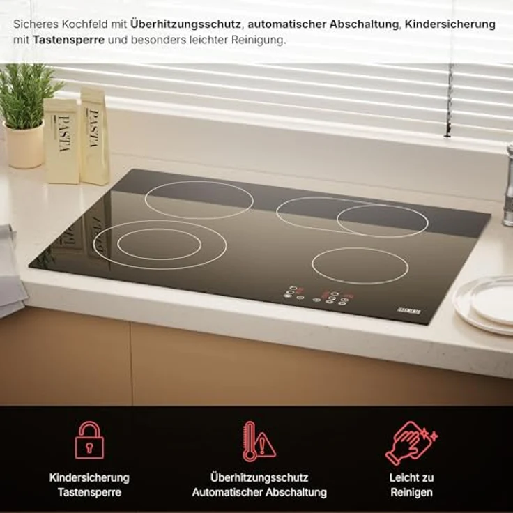 KB Elements Elektro-Kochfeld, 7200 Watt, Glaskeramik, 4 Kochzonen, Flexzone, Touchscreen, Sicherheitssystem – Bild 5