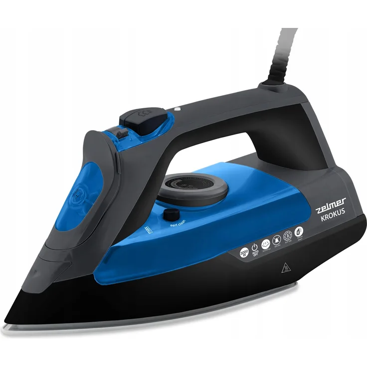 Zelmer ZIR3220 Krokus Dampfbügeleisen, 3000 W, Keramik-Bügelsohle, Dampfausstoß bis 200 g/min, Schwarz, Blau, Grau
