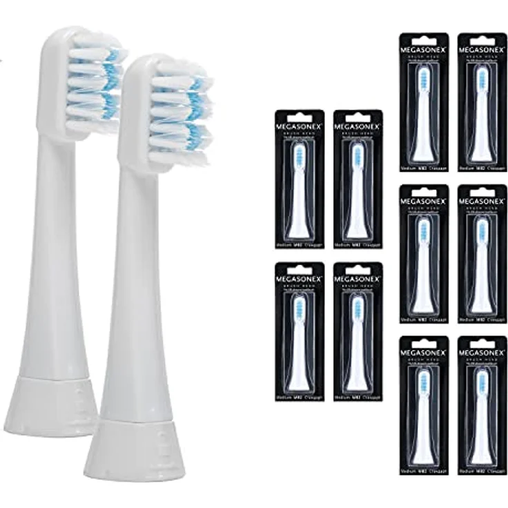 MEGASONEX 10x Bürstenköpfe zick zack - medium, ultrafeine Dupont Tynex Fasern, präziser Bürstenkopf für gründliche Plaqueentfernung – Bild 1