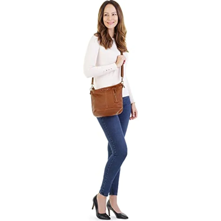 Cluty Umhängetasche, echt Leder, Made in Italy, 25 cm x 28 cm, mit Reißverschluss und abnehmbarem Schultergurt – Bild 2