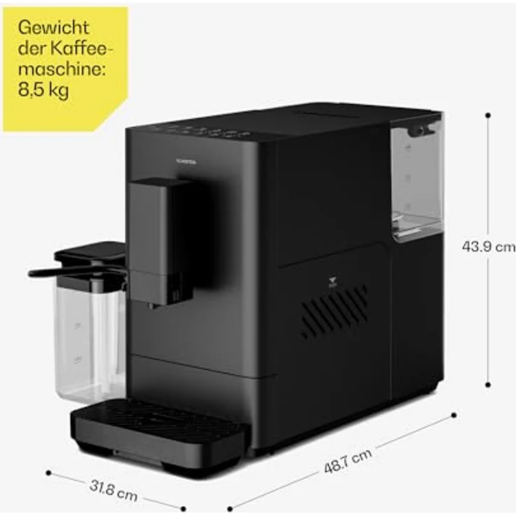 Klarstein Kaffeevollautomat Velaire, 20 Bar, Edelstahlmahlwerk 15 Stufen, LED Touchscreen, 0,75 l Milchsystem, 1,5 l Wassertank, Selbstreinigung, Vollautomat – Bild 8