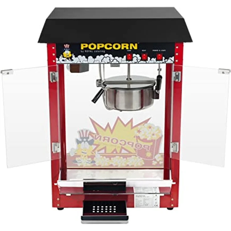 Royal Catering Popcornmaschine Popcornmaker RCPS-16E (1500 W, Arbeitsleistung 5 kg/h 16 L/h, Topfdurchmesser 18,5 cm, Topfbeschichtung Teflon, inkl. Schaufel Messbecher) Schwarz – Bild 2