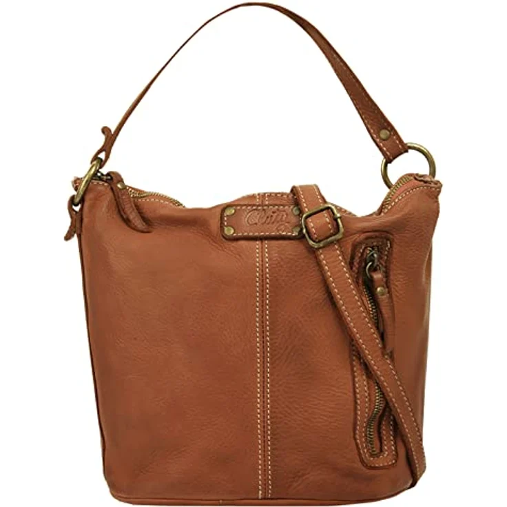 Cluty Umhängetasche, echt Leder, Made in Italy, 25 cm x 28 cm, mit Reißverschluss und abnehmbarem Schultergurt – Bild 1