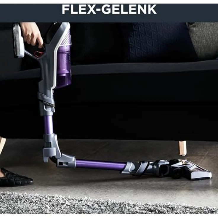 Rowenta RH9638 XForce Flex 8.60 Allergy Handstaubsauger, 35 min Akkubetrieb, mit Flex-Gelenk, grau-lila – Bild 4