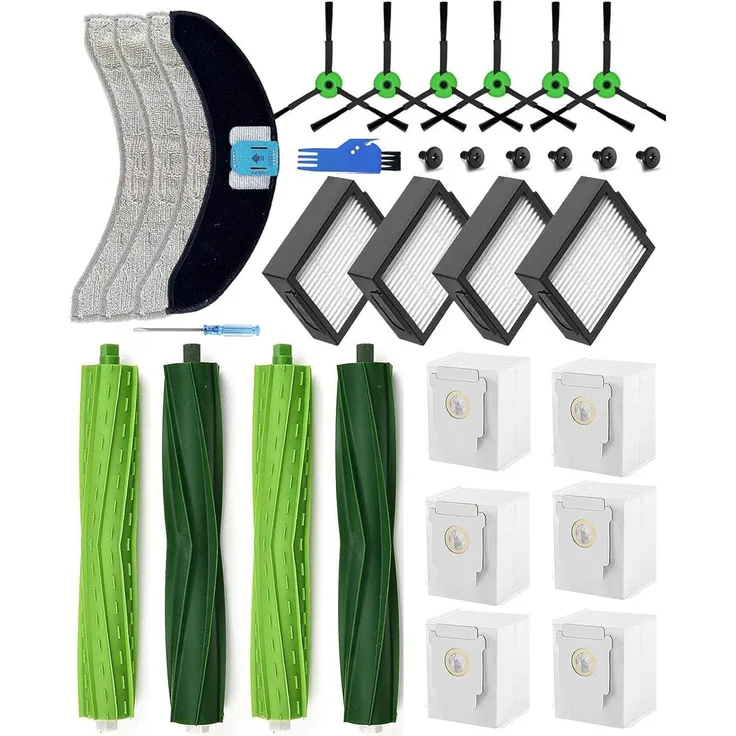 Verco 26er iRobot j7 j9 Combo Plus Ersatz Teile Beutel Seiten Bürste Filter Wisch Mopp, Hochleistungsbürsten und Ersatzfilter
