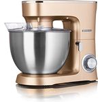 HEINRICHS Küchenmaschine Knetmaschine Teigmaschine Rührmaschine 1500W Küchengerät Rührbesen Knethaken Schneebesen 6 einstellbare Geschwindigkeiten XXL 8L Edelstahlschüssel geräuscharm (Gold)