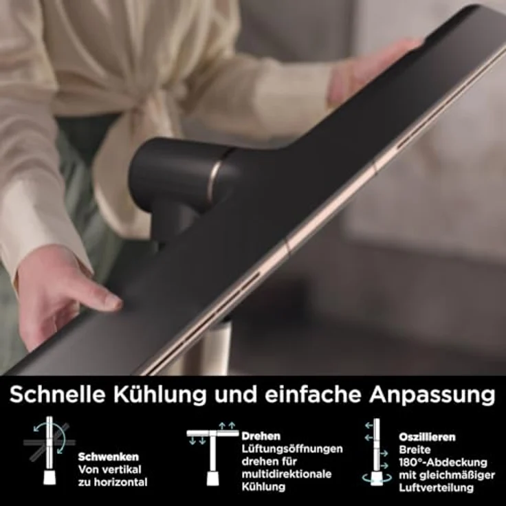 Shark TurboBlade TF200SEU, flügelloser Turmventilator mit Hochgeschwindigkeitssystem, 10 Geschwindigkeiten, 180° Oszillation, Fernbedienung, leise, Farbe Holzkohle – Bild 2