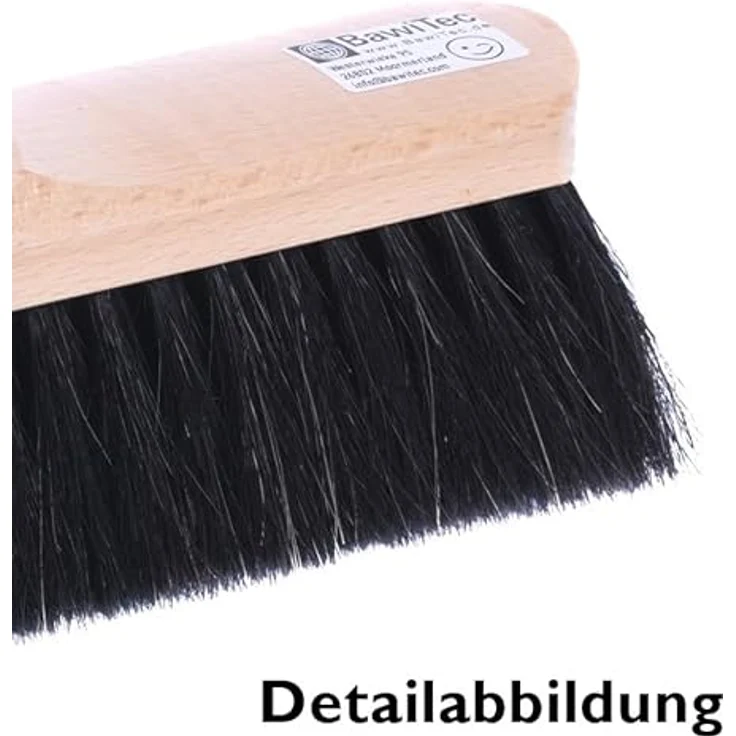 BawiTec Roßhaarbesen 30 cm, sehr weich, mit lackiertem Buchenholzkörper, für glatte Böden, Teleskopstiel 75–135 cm erhältlich – Bild 2