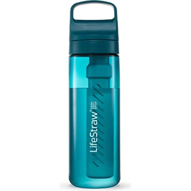 LifeStraw Go Serie - BPA-freie Trinkflasche mit Wasserfilter 650ml für Reisen und den täglichen Gebrauch - entfernt Bakterien, Parasiten, Mikroplastik + verbessert den Geschmack, Laguna Teal (petrol) – Bild 1