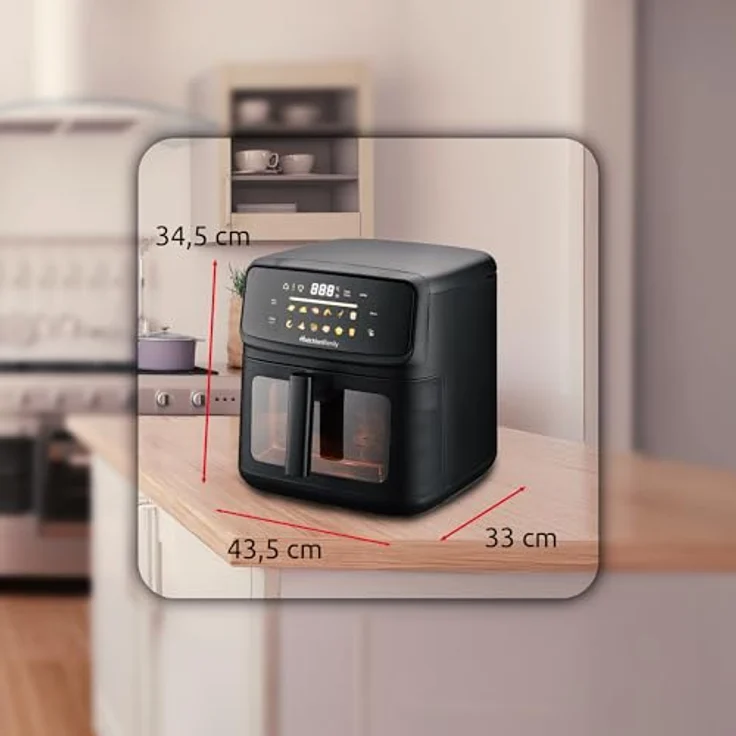 Melchioni Family Heißluftfritteuse Martina, 10 l, 2100 W, 12 Programme, digitales LED-Display, schwarz – Bild 5