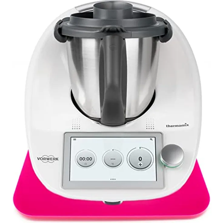 Gleitbrett aus Acryl | pink glänzend | 33x28cm für Thermomix TM5 TM6 TM31 und vielen weiteren Küchengeräten | mit hochwertigen Teflongleitern für müheloses Verschieben | Made in Germany