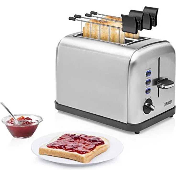 Princess Edelstahl Toaster mit zwei Schlitze ? herausnehmbares Krümmelfach - Auftau-, Aufwärm- & Stoppfunktion , 142354 – Bild 5