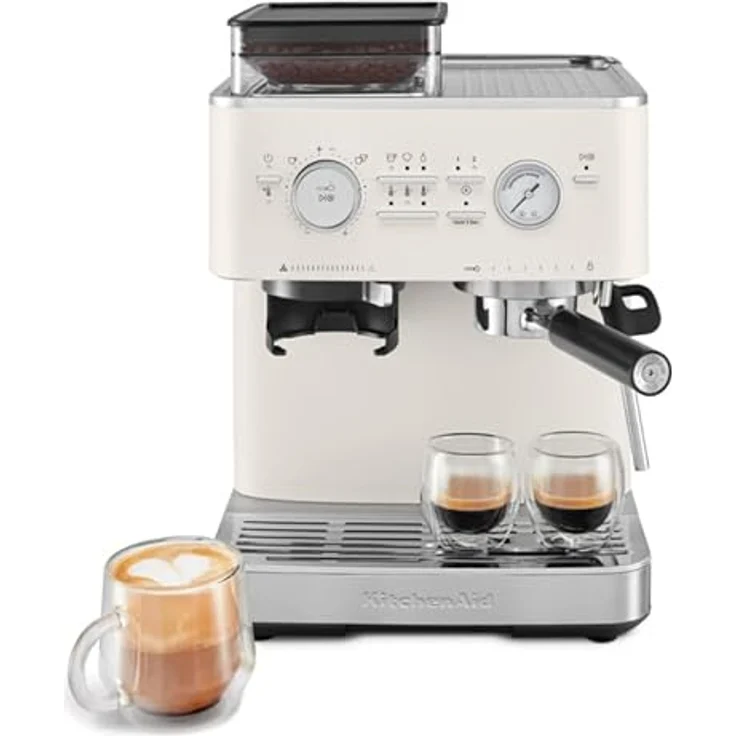 KitchenAid Kaffeehalbautomat KitchenAid halbautomatische Espressomaschine mit Gratmahlwerk, leistungsstarke 15-bar Pumpe und PID-Temperaturregelung, Edelstahl – Bild 3
