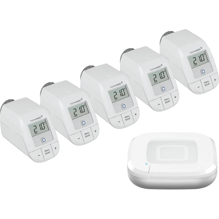 eQ-3 Homematic IP Starter Bundle Heizen Basic, Heizungssteuerung für 5 Heizkörper mit App-Integration und einfachem Setup