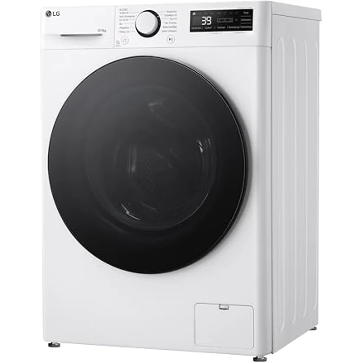 LG V5WD95SLIM, Klasse A - E, Frontlader-Waschtrockner 9-5 kg, Waschtrockner Slim 53,5 cm Tiefe, Wi-Fi, AI Direct Drive, Tiefenreinigung mit Dampf, TurboWash 360, Große Kapazität, Weiß – Bild 3