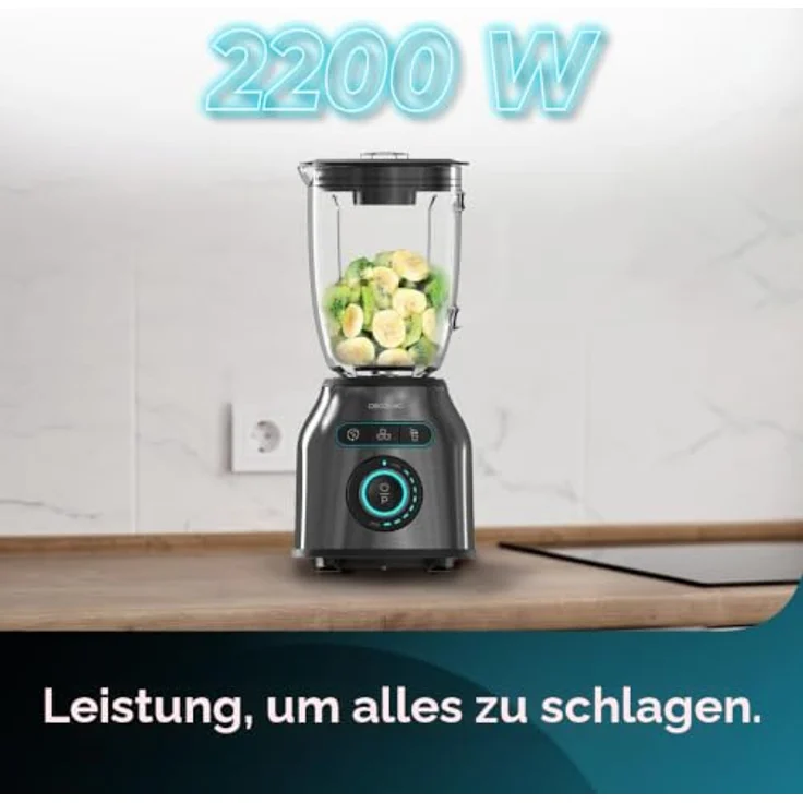 Cecotec Akku-Smoothie-Maker Power Black Titanium 2200MAX Smooth, leistungsstarker Standmixer in Schwarz mit hohem Fassungsvermögen – Bild 2