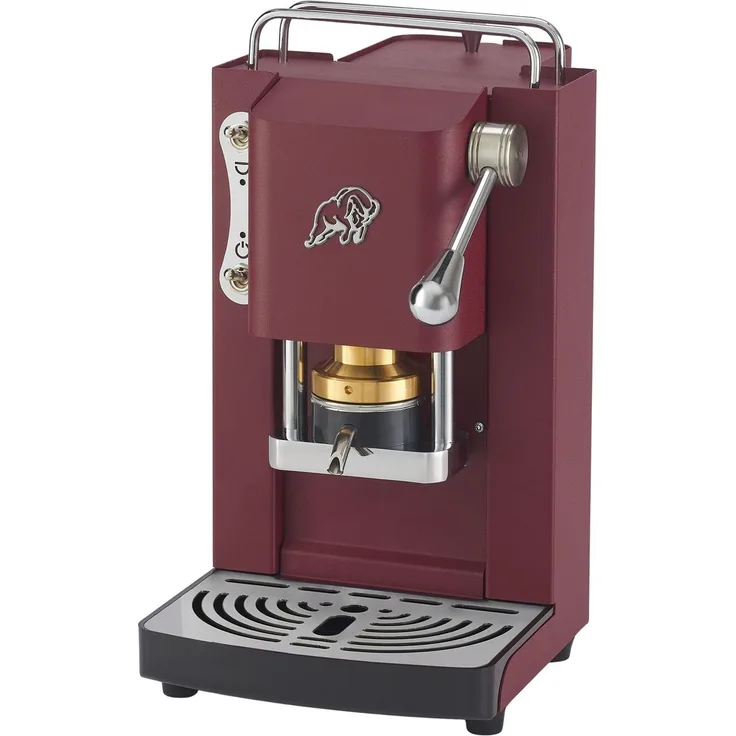 Faber Pro Essential Chrom, ESE Pad Espressomaschine in Cherry Red mit Wassertank aus Glas und erhöhtem Auslauf