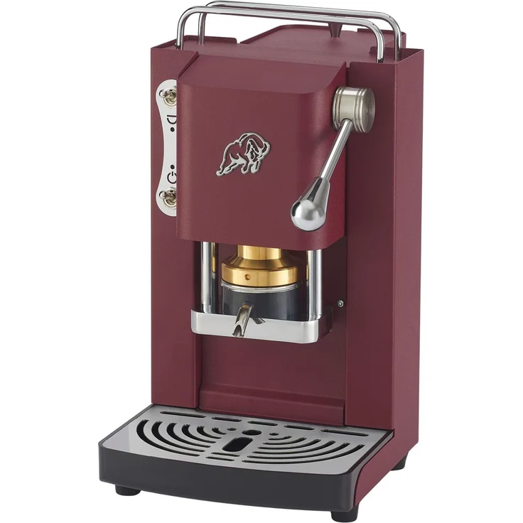 Faber Pro Essential Chrom, ESE Pad Espressomaschine in Cherry Red mit Wassertank aus Glas und erhöhtem Auslauf