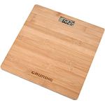 Grundig Personenwaage - Digitale Bambus Waage - Max. 180KG - Waage mit Rutschfesten Füßchen - Messung in KG, LB und ST